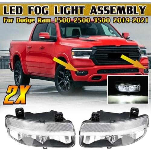2Pcs 12V LED Car Fog Lamp Lights for Dodge Ram 1500 2500 3500 DT 2019-2021 Front Bumper Headlights Signal Lamp Assembly
