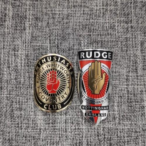 2x RUDGE vintage classic Bike Head Badge Aluminum Decals Stickers For MTB BMX Folding Bicycle Frame Cycling Accessories emblem