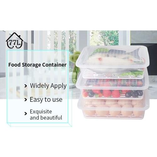 3Pcs Food Storage Container Plastic Food Containers with Removable Drain Plate Lid Stackable Portable Freezer Storage Kitchen