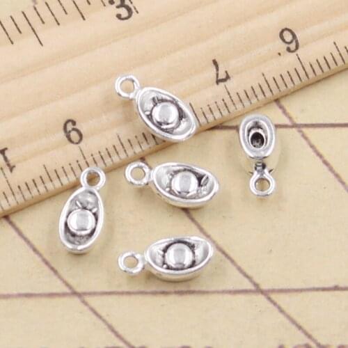 30pcs Charms Ingots Wealth Block 12x6x4mm Tibetan Silver Color Pendants Antique Jewelry Making DIY Handmade Craft