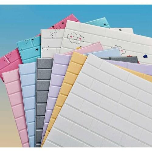 3D Wall Stickers Brick stone pattern Self-Adhesive Wall paper Waterproof DIY 70*77cm 3D Marble Brick Wall Papers for Kids Room