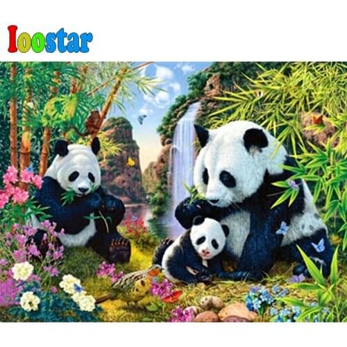 Full drill 5D DIY diamond embroidery lovely panda family diamond painting Cross Stitch full square Rhinestone mosaic decoration