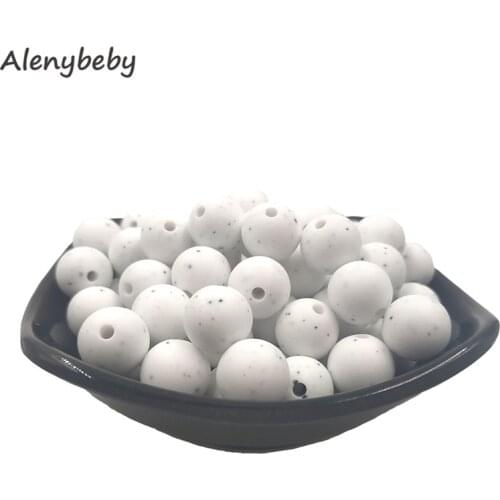 White Granit Color Food Grade Silicone Round Bead 12/15mm Baby Teether Necklace Toy DIY Pacifier Chain Care Baby Teether Product