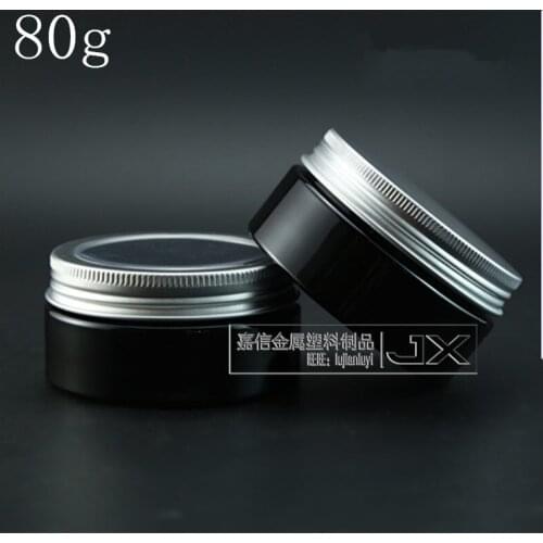 Free Shipping 80g/ml Black Plastic Flat Pucifugal Bottle Jar Silver lid Butter Pomade Bath Salt Pill Small Sample Packing Bottle