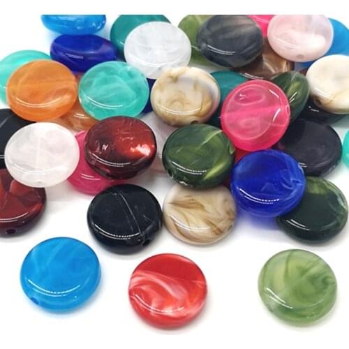20pcs 15mm Oblate-Shape Beads Imitation Stone Beads for Jewelry Making Bracelet Pendant DIY