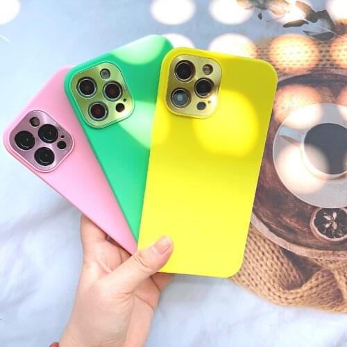12 Pro Case Luxury Plated Metal Lens Matte Fluorescence Silicone Cover for iPhone 12 Pro Max 12 Full Back Protection Cases