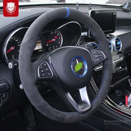 Steering wheel cover For Mercedes-Benz C200L C180 E260 GLK 300 GLE Alcantara Hand-sewn suede hand Grip Auto parts Car interior