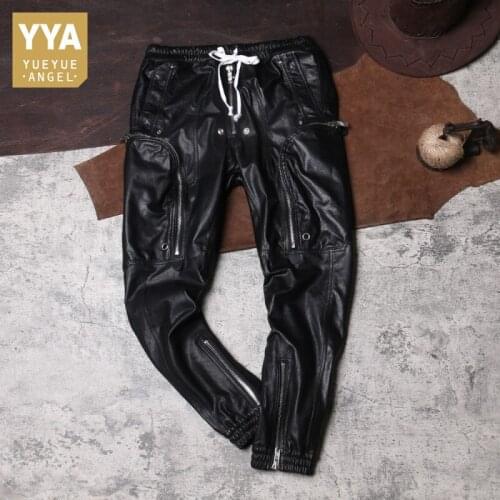 Black High Street Biker Pants Korean Style 2021 Spring Autumn New Classic Vintage Mens Solid Fashion Casual Pants Concise