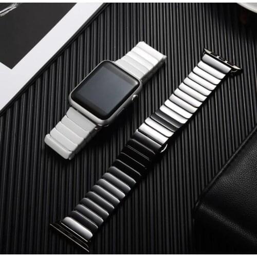 Ceramic Watch band for Apple Watch 4 5 44mm 40mm iwatch 3 2 38mm 42mm Ceramic and Stainless Steel Strap Bracelet Wristband belt