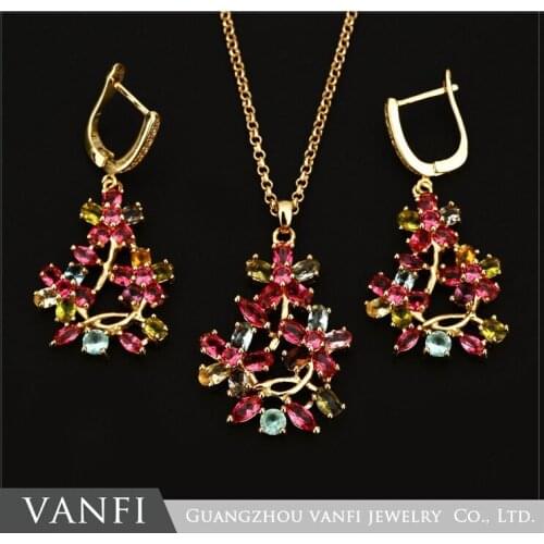 Kfvanfi Luxury Gold Color Engagement Jewelry Sets with AAA Colorful Crystal Stone For Women High Quality Bridal Jewelry