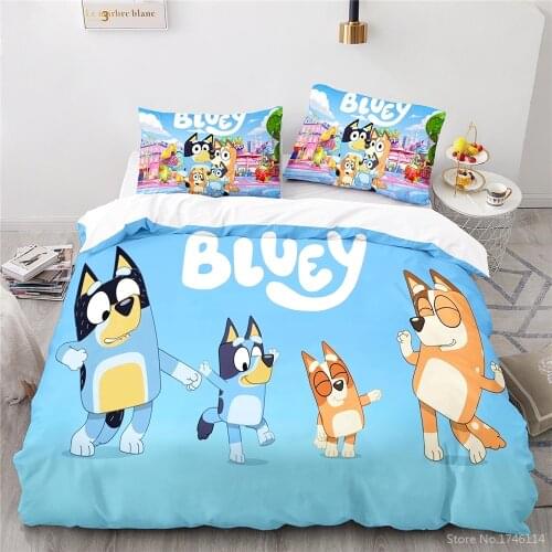 3D Lovely Cartoon Bluey Family Bedding Set Queen King Cute Dogs Print Quilt Cover & Pillowcase Duvet Cover Set for Home Bedroom