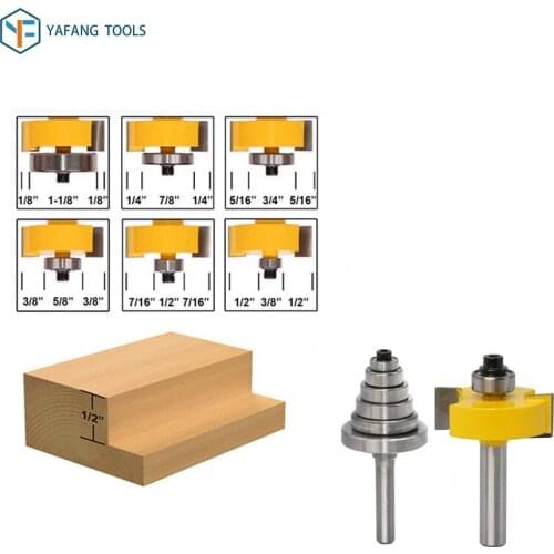 8mm Shank 1/2" H Woodworking Rabbet Router Bit with 6 Bearings Trimming Tenon Milling Cutter Carbide End Mill Power Tools