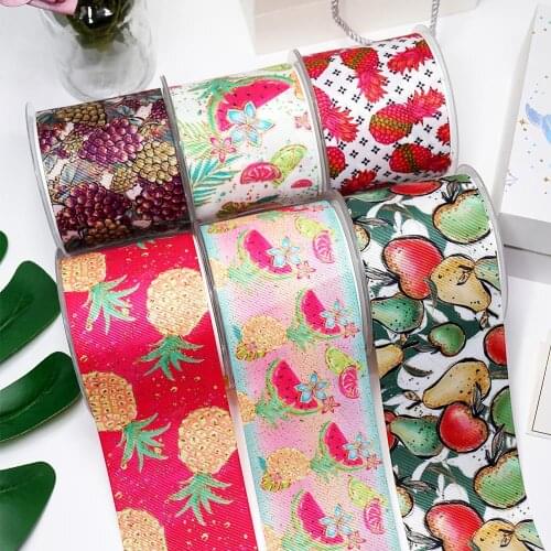 5yards Fruits Printed Grosgrain Ribbon For Crafts DIY Hair Bows Birthday Decoration31877