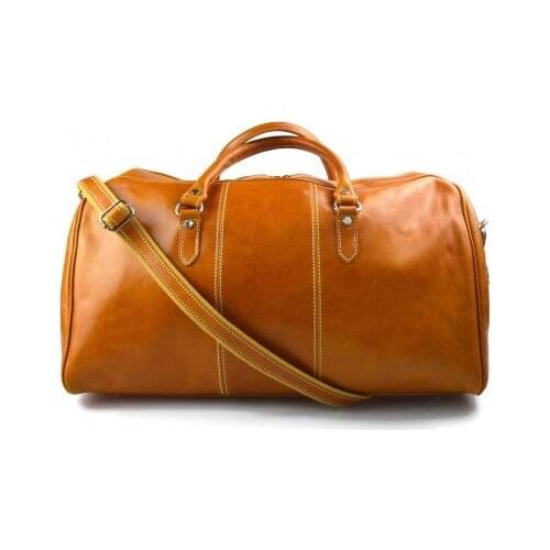 Mens leather duffle bag yellow shoulder bag travel bag luggage weekender carryon cabin bag