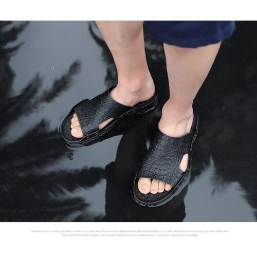 2021 Summer Men Quality Genuine Leather Slippers Indoor Home Couples Casual Sandals Fashion Beach Flip Flops Man Sandals