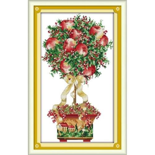 Apple cross stitch kit aida 14ct 11ct count printed canvas stitches embroidery DIY handmade needlework