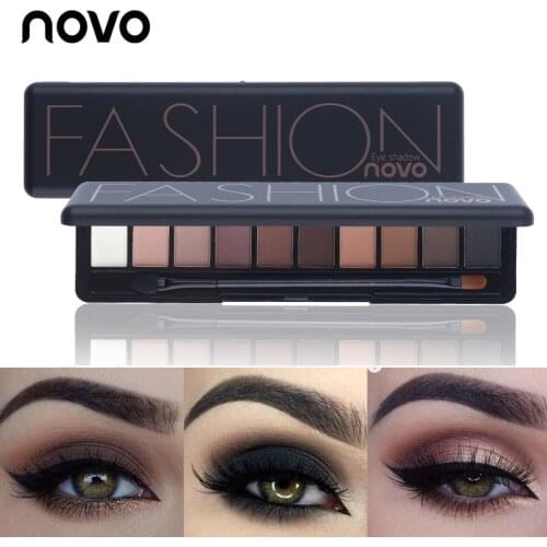 NOVO New Matte Shimmer Glitter Eyeshadow Palette Makeup Kit Earth Color Eye Shadow Pigment Smoky Nude Natural Eyes Cosmetics