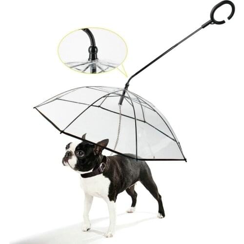 Upgrade Version C-shaped Telescopic Handle Pet Umbrella Dog Cat Waterproof Transparent Umbrellas for Pet Outdoor Rain Working