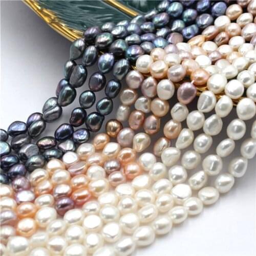 Wholesale 8-9mm White Black Pink Gray Baroque Natural Freshwater Pearl Gems Loose Beads Charm Findings Making DIY Strand 14