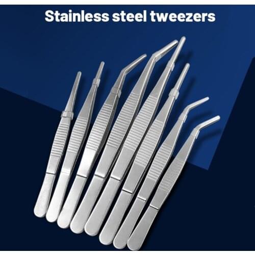 Stainless Steel Tweezer 12.5/14/16/18 cm Tweezers Non-Slip Straight Tweezers & Angled Tweezers Professional Tweezers