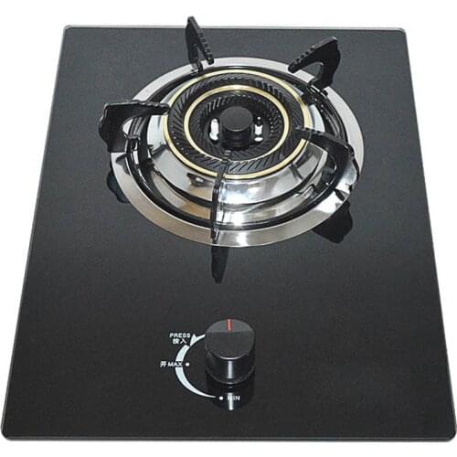 Natural gas stove liquefied gas stove household tempered glass embedded pulse ignition single head stove, copper fire cover