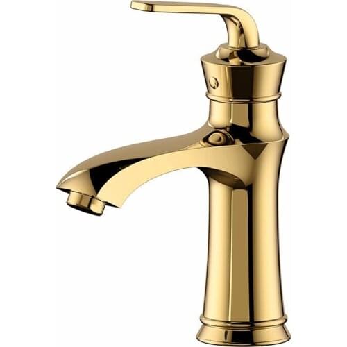 Gold plated brass bathroom sink faucet Hot and cold water tap Multi series basin faucet with waterpipe