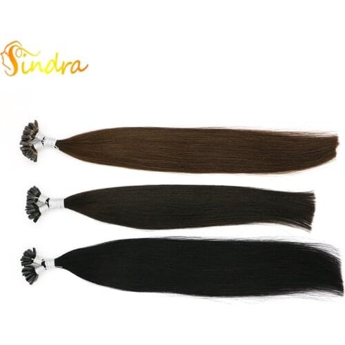 Sindra 14''-24" Straight Remy Hair Nail U Tip Human Hair Extensions Pre Bonded Keratin Capsules Real Human Hair