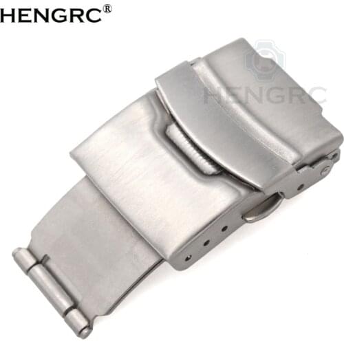 HENGRC Stainless Steel Watch Buckle 18 20 22 24mm Men Watchband Strap Silver Metal Insurance Deployment Clasp Accessories