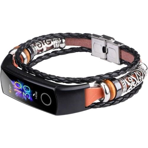 Strap for Honor Band 4 5 Genuine Leather Bracelet Watch Band for Huawei Honor 4/Honor 5 Replacement smart watch Bracelet Men