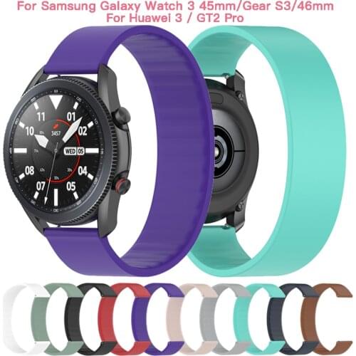 22MM Wristband For Samsung Galaxy Watch 3 45mm Silicone Elastic Bracelet For Samsung Gear S3/46mm Strap For Huawei 3/GT2 Pro