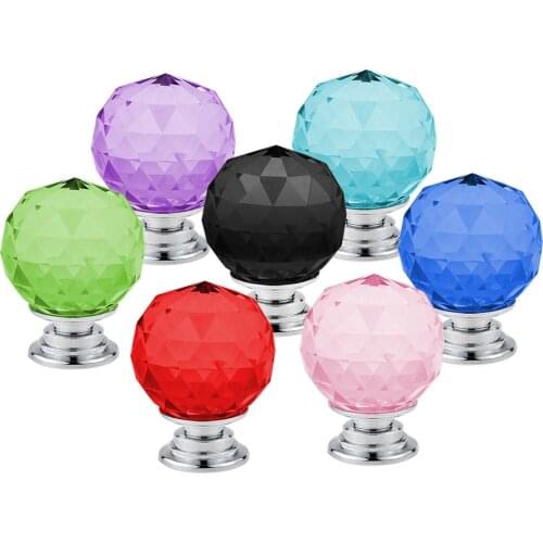 5 /10Pcs 30mm Crystal Ball Glass Knobs Cupboard Drawer Pull Kitchen Cabinet Door Wardrobe Handles European Modern Style Hardware