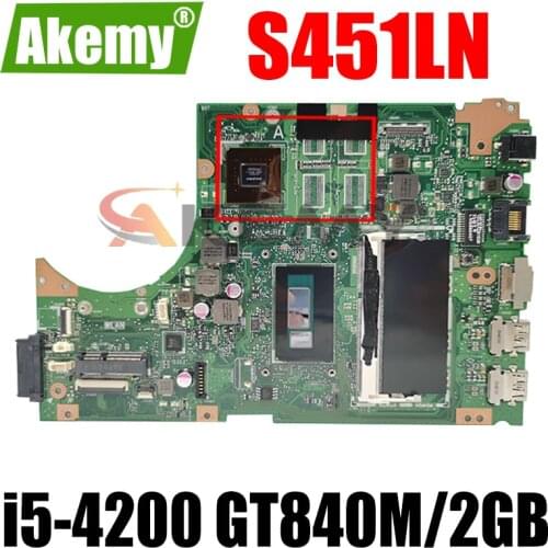 S451LN GT840M/2GB i5-4200CPU 4GB RAM mainboard REV 2.0 For ASUS S451L S451LN laptop motherboard 90NB05D1-R01000 Free Shipping