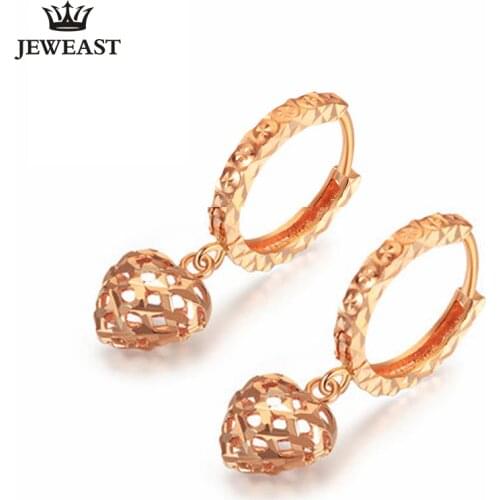 18K Pure Gold Earring Real AU 750 Solid Gold Earrings Good Beautiful Heart Upscale Trendy Classic Fine Jewelry Hot Sell New 2020