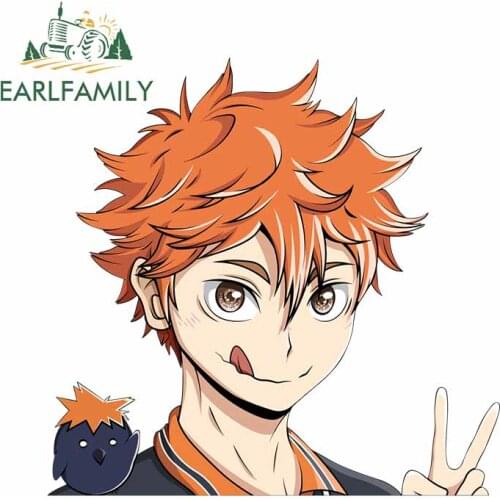 EARLFAMILY 13cm x 12.6cm for Haikyuu Hinata Shoyo Peeker Car Stickers Personality Vinyl Decoration Scratch-proof Window Decal