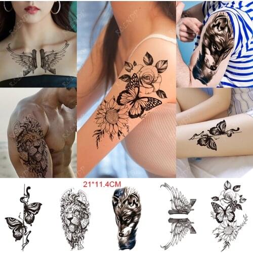 Waterproof Temporary Tattoo Stickers Rose Sun Flower Butterfly Body Art Arm Leg Fake Tatto Flash Tatoo Stickers for Women Men