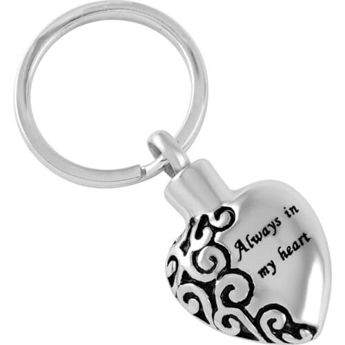 Always in my heart Cremation Jewlery Keychain Tag Memorial Jewelry Cremation Urn Pendant with Different design keyring