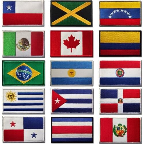 Chile Brazil Mexico Panama Argentina Cuba National Flag Patch Embroidery Badge Embleminsignia Armband Embroidered Hook&loop