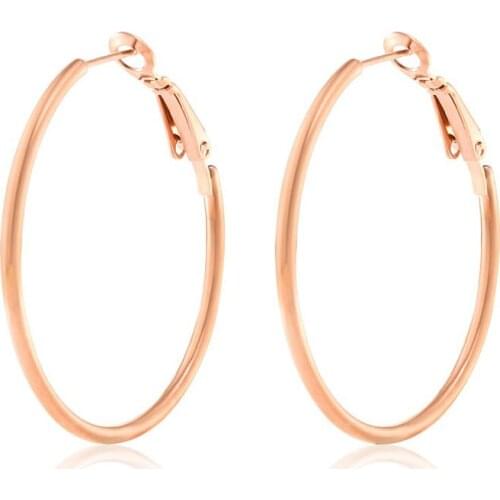 OUFEI Earrings Circle Korean Fashion Jewelry Stainless Steel Big Hoop Earrings For Women Jewelry Rose Gold Earrings Jewellery