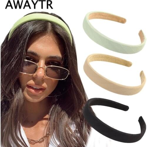 AWAYTR 2021 Female Bezel Solid Color Headband Women Hairband Hair Hoop Girls Fashion Simple Hair Bands Headwrap Hair Accessories