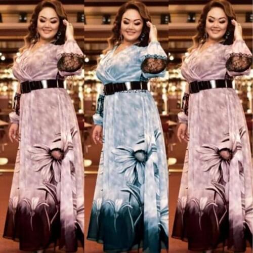 2021 African Dresses For Women Dashiki Flower Print Maxi African Dress Robe Boubou Africaine Femme Plus Size African Clothes