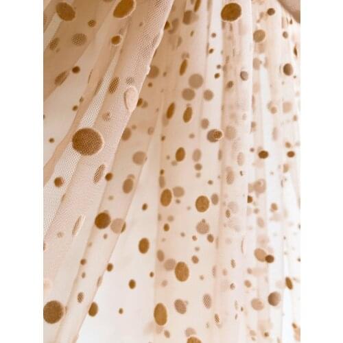 1Yard 150cm wide green flocked polka dot mesh tulle fabric High Quality Bridal Dress Wedding Decoration Fabric