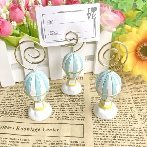 10pcs/lot)FREE SHIPPING+Wedding Table Decoration Supplies Hot Air Balloon Place Card Holder Photo Holders Baby Shower Favors