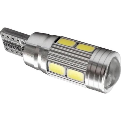 10pcs T10 W5W 168 501 Interior Reading LED Lamp CANBUS NO OBC ERROR 10 SMD 5630 5730 Lens Projector Aluminum Case Car Lights