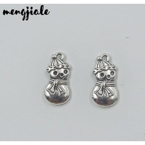18pcs/lot Snowman Charms Snow Winter Charm Double Side Antique Silver Tone 9x19mm