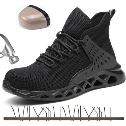 2020 Safety Work Shoes Mens Outdoor Mesh Lightweight Breathable Safety Sports Shoes Steel Toe Anti-Smashing Safety Work Boots