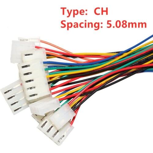 5pcs CH5.08 22AWG 2/3/4/5/6/7/8Pin 5.08mm Pitch 20cm long Electronic Cable Terminal Housing Connector Plug Wire Harness
