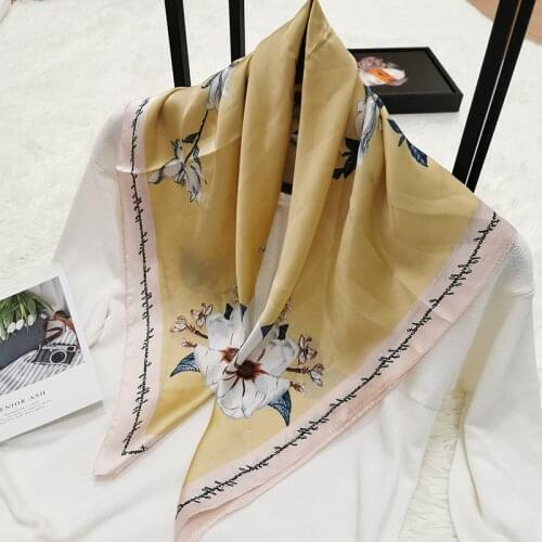 70*70cm Small Handkerchief Silk Satin Hair Scarf For Women Fashion Printed Bag Scarf Female 70cm*70cm Cute Headband Neck Scarves