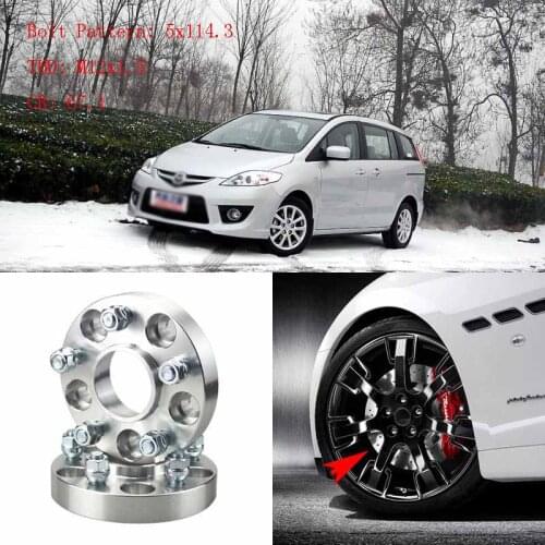 4pcs 1" Wheel Spacers Adapters 5 Lug 5x4.5"/5x114.3-12x1.5 Studs For Mazda 5 2005-2010