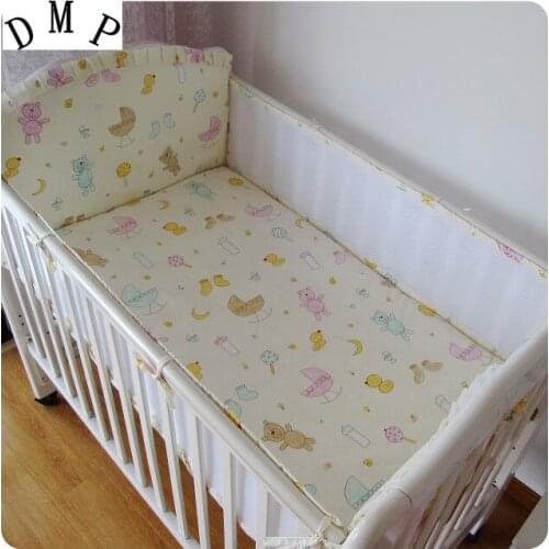 Promotion! 5PCS Mesh baby bedding set baby bed linen cartoon cot sheet bumper Cot Set,include(4bumpers+sheet)