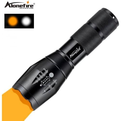 Alonefire E17 Orange Yellow XM-L2 Led Flashlight Zoomable Waterproof Torch 3800 Lumens 18650 Battery for Camping Lantern